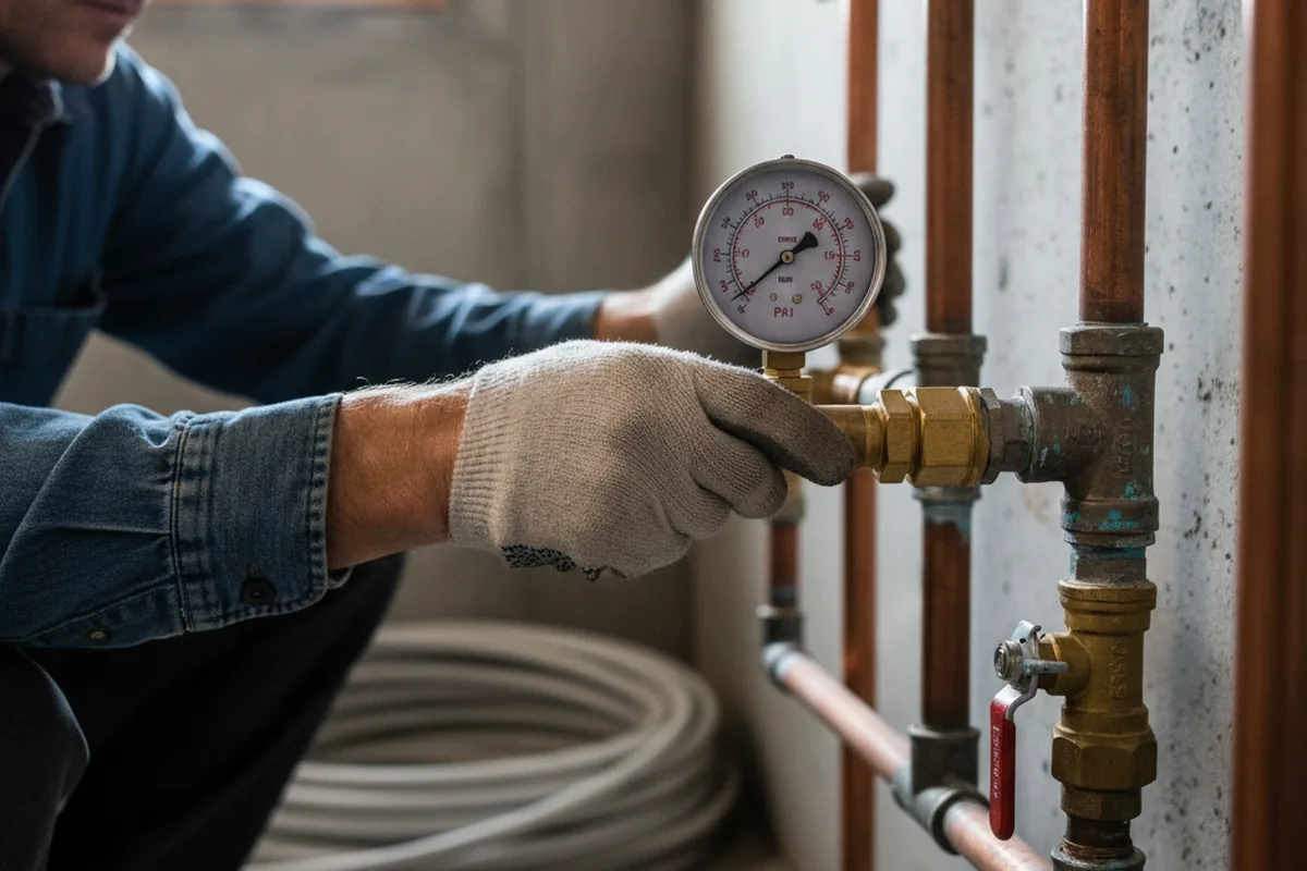 Pressure testing a repaired line during Water Line Repair in Eagleville